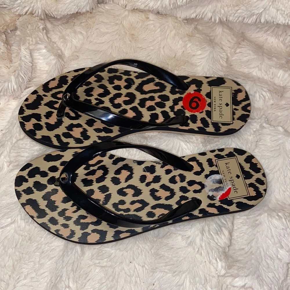 NWOT Kate Spade Flatbush Leopard print Flip Flops -